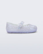 Side view of a pearly blue Pollen baby flat