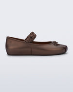 Side view of a bronze Sophie Scrunch flat