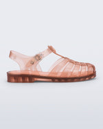 Side view of a clear peach Possession fisherman sandal