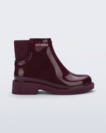 Side view of a burgundy Chelsea II kids boot