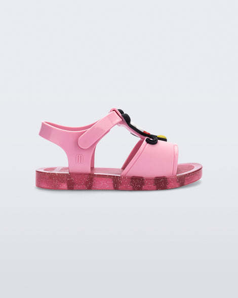 Side view of a pink Play Mickey & Minnie sandals