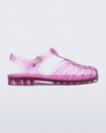 Side view of transparent pink Possession fisherman sandal