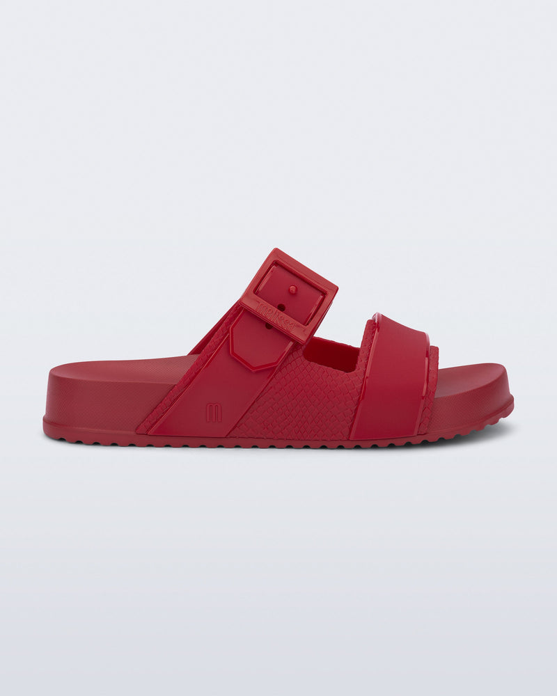 Side view of a red Cozy Connection slide