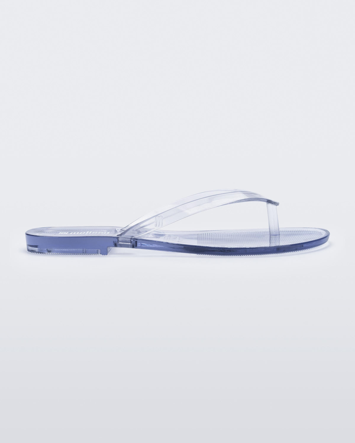 Side view of a clear Harmonic Jelly flip flop