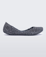 Side view of a blue/glitter Campana flat
