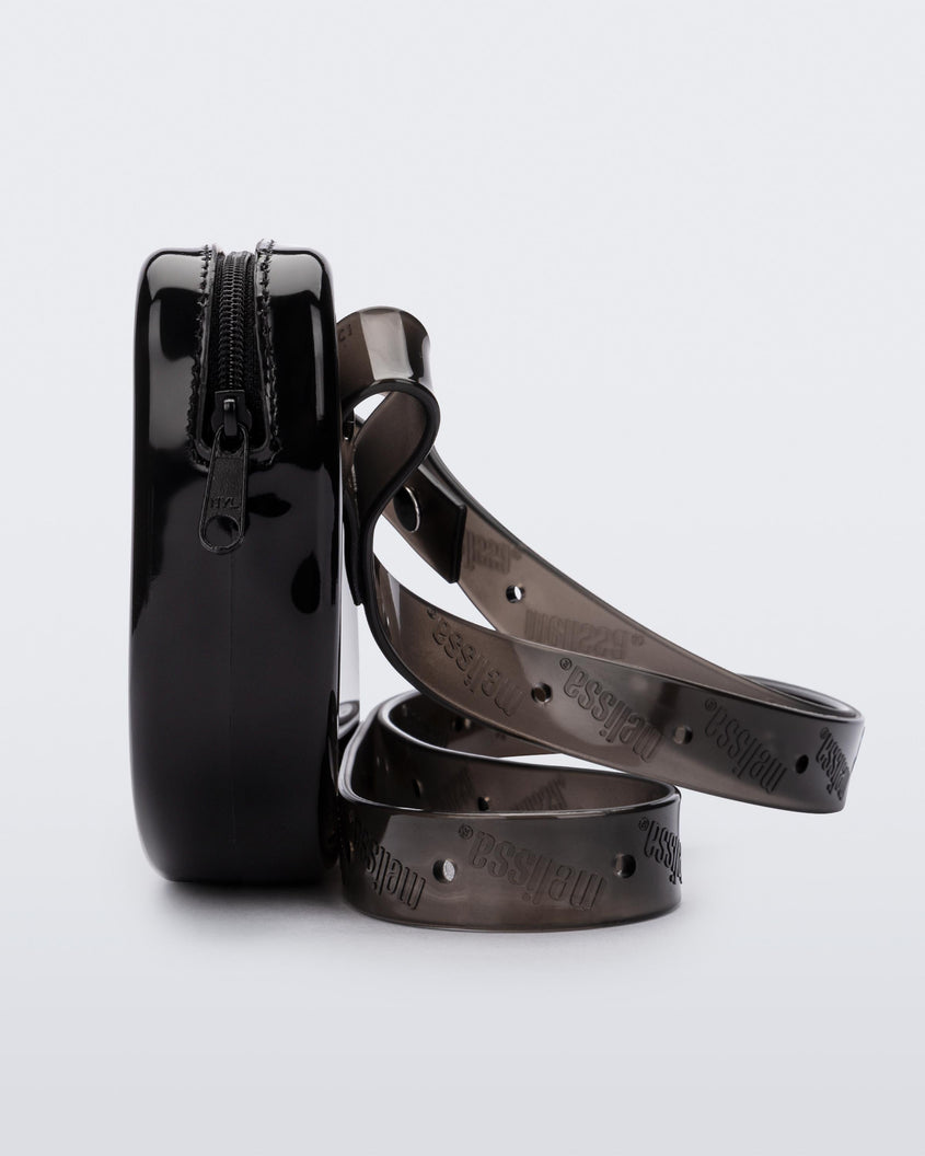 Side view of the black Melissa Go Easy Bag with strap