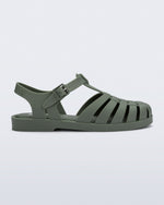 Side view of dark green Possession fisherman sandal