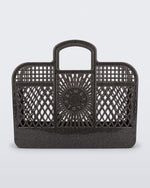 Front view of the glitter black Bag + Bimba y Lola