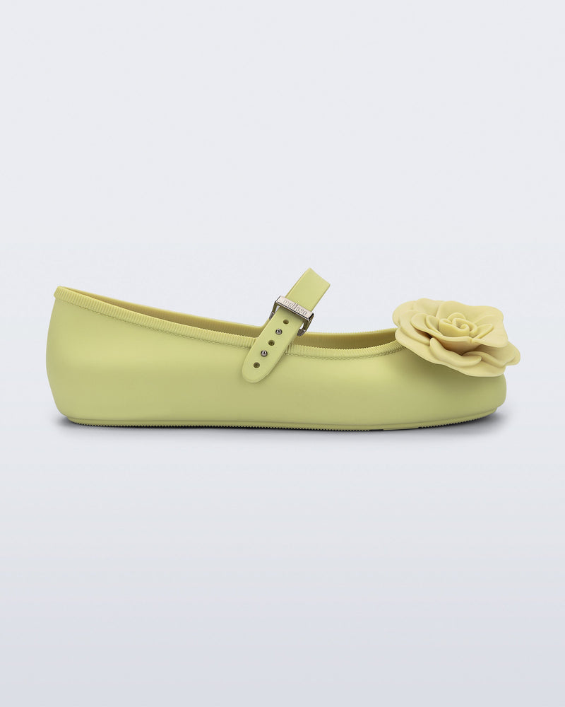 Side view of a green Soft Ballerina Petals flat