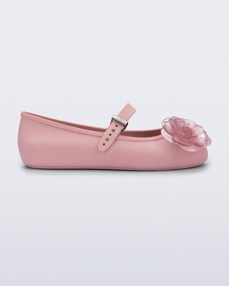 Side view of a pink Soft Ballerina Petals flat