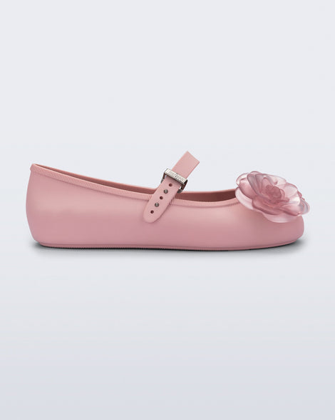 Side view of a pink Soft Ballerina Petals flat