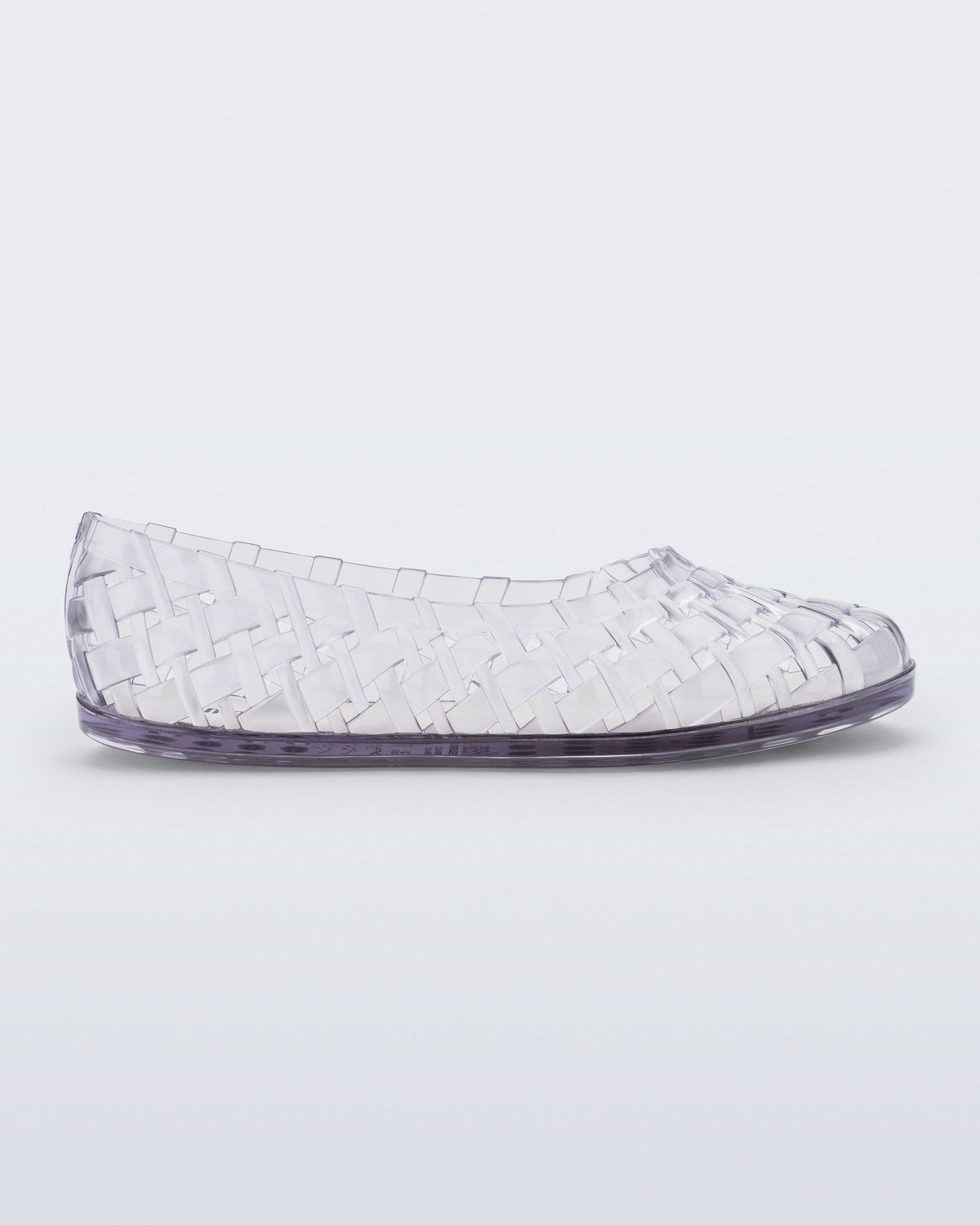 Side view of a clear Possession Ballerina flat