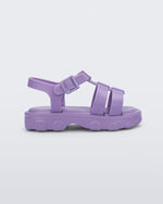 Side view of a lilac Ella sandal with ankle strap