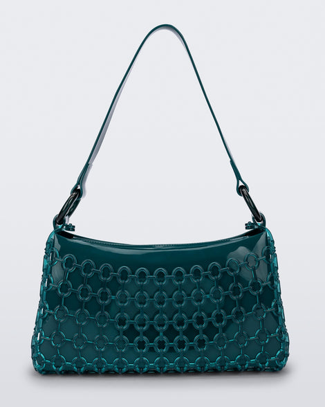 back view of a green Hoop bag with short shoulder strap