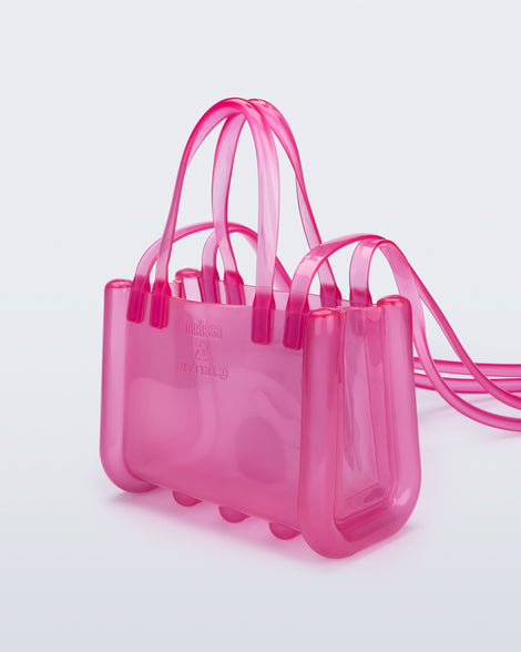 Back view of the pink Small Jelly Shopper x Telfar bag
