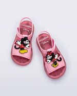 Top view of a pair of pink Play Mickey & Minnie sandals