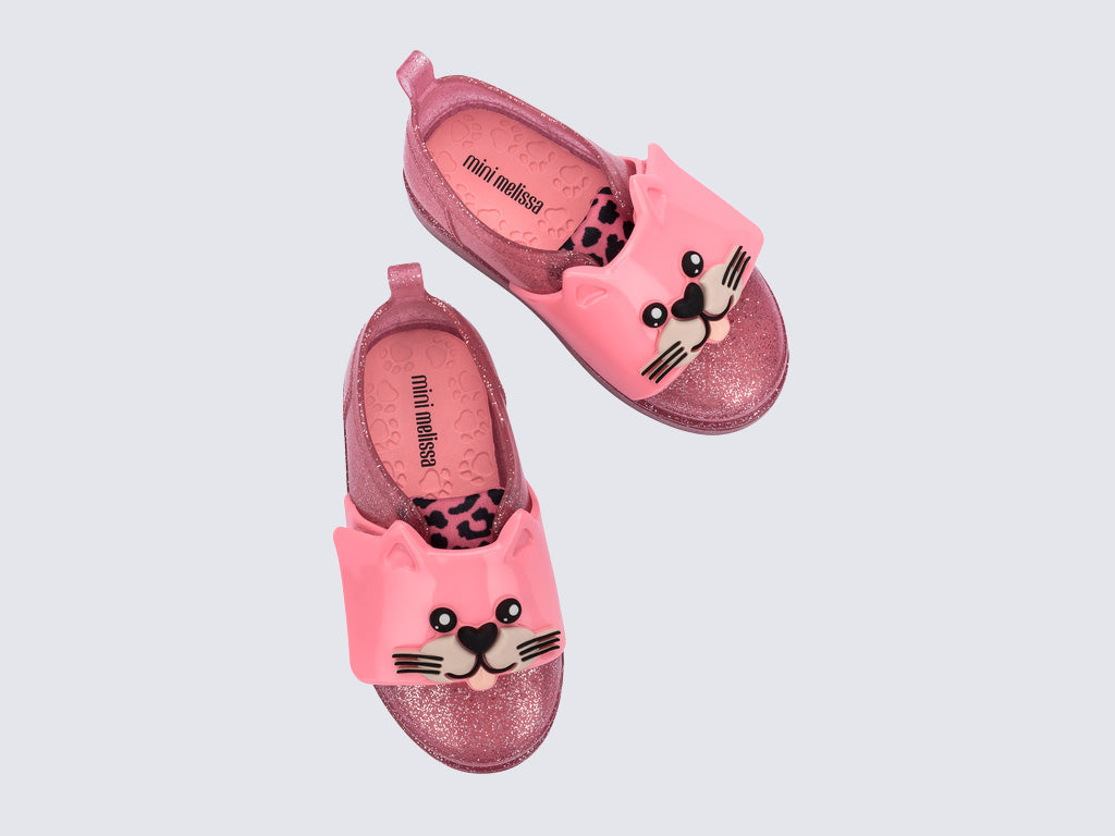 Top view of a pair of pink Jelly Pop Safari baby sneakers
