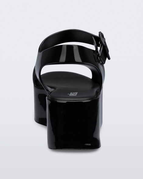 Back view of a black Melissa Mar Platform sandal with two straps.