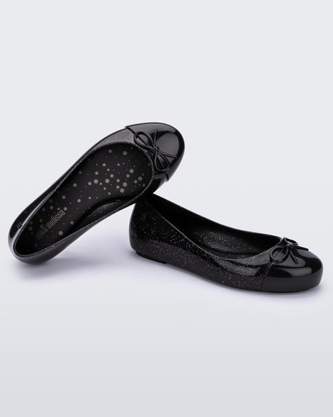 Mini Melissa Sweet Love Cap Toe Black Glitter Silver Product Image 2