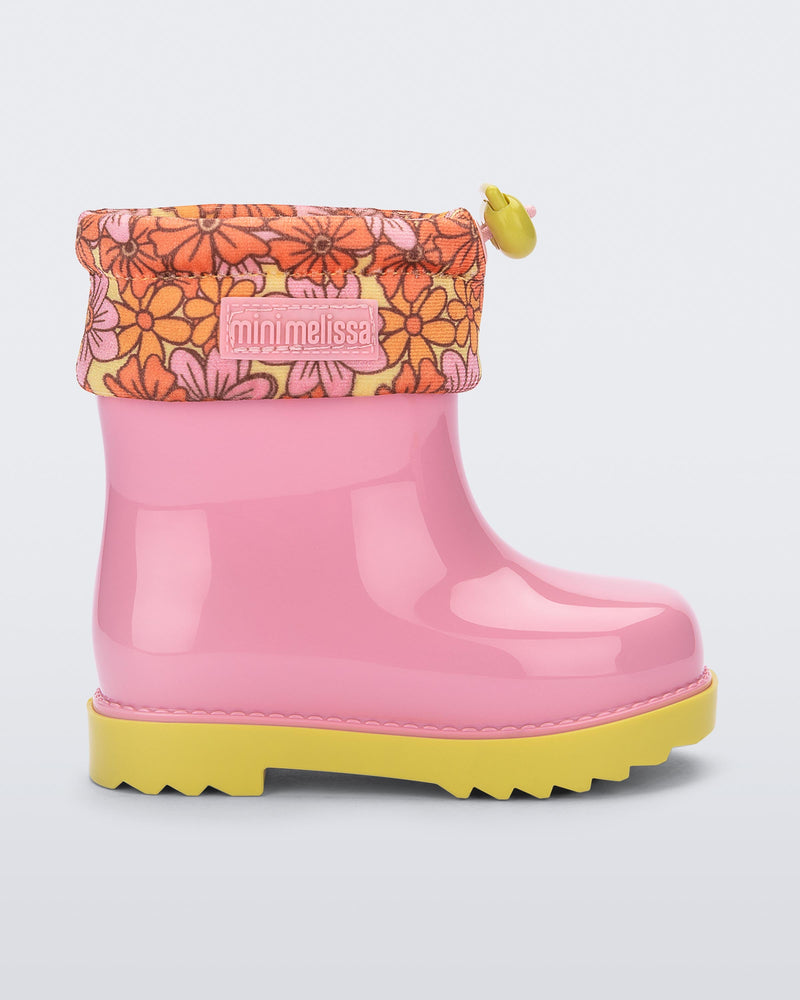 Mini Melissa Rain Boot Pink/Yellow Product Image 1