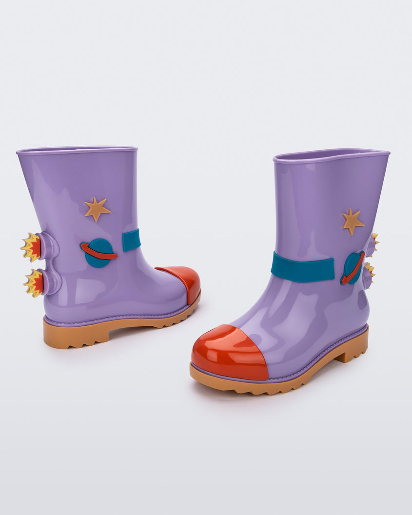 Mini Melissa Rain Boot Carmel/Lilac/Red Product Image 2