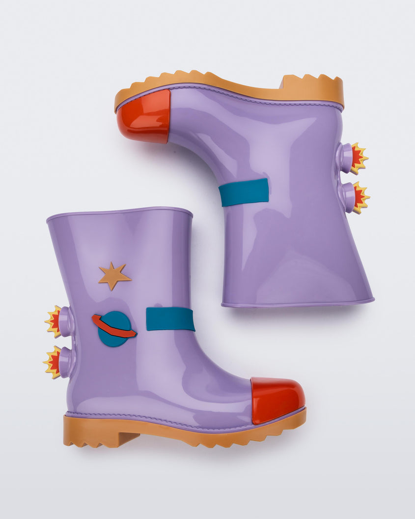 Mini Melissa Rain Boot Carmel/Lilac/Red Product Image 3