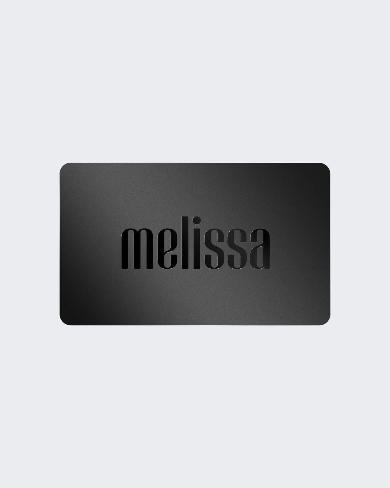 A black E-Gift Card with the Melissa logo printed on it.