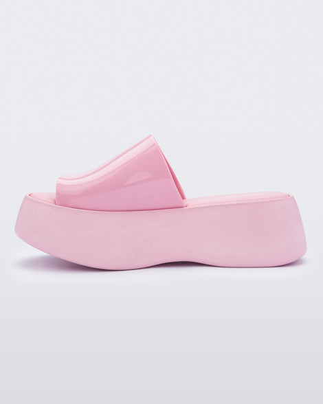 Inside view of a pink Melissa Becky platform slide. 