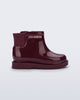 Side view of a burgundy Chelsea II baby boot