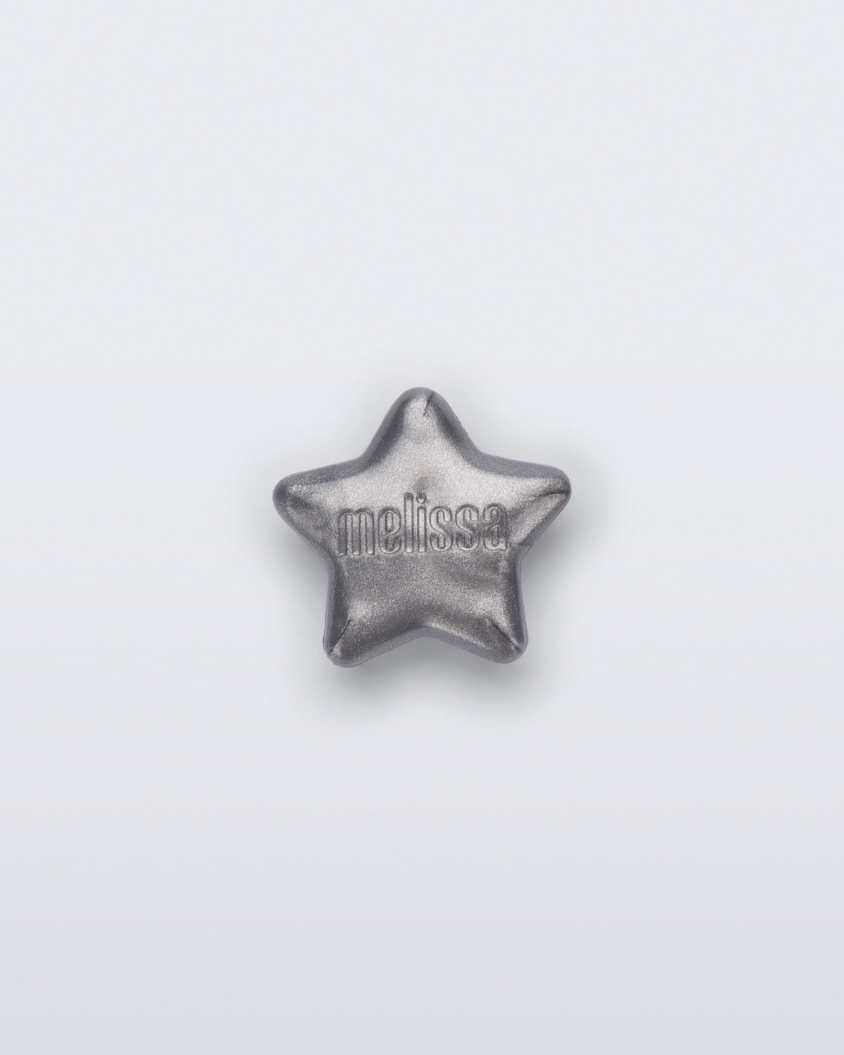 Front view of a silver star shoe charm
