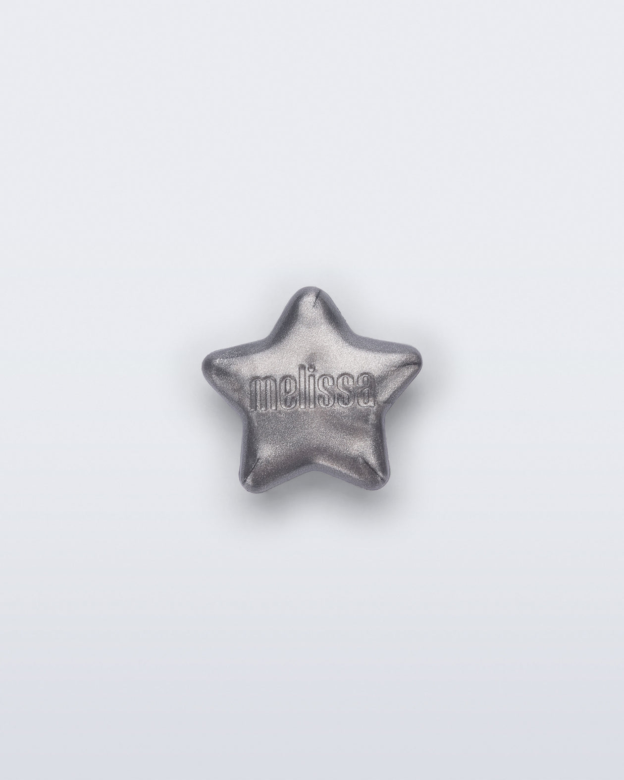 Front view of a silver star shoe charm