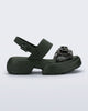 Side view of a green Push platform Sandal 
