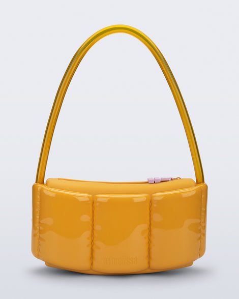 Front view of a yellow Airflow bag with shoulder strap