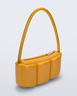 Angled view of a yellow Airflow bag with clear shoulder strap