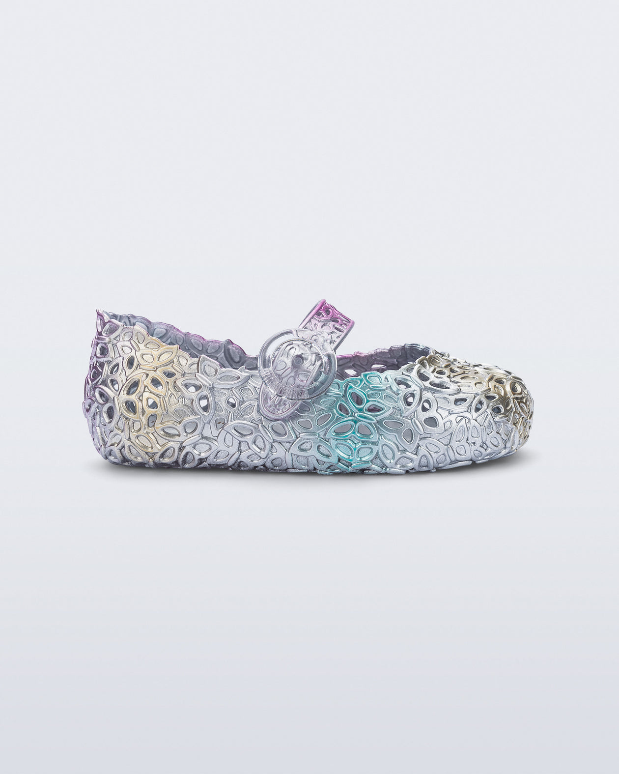 Side view of a pearly multicolor Pollen baby flat
