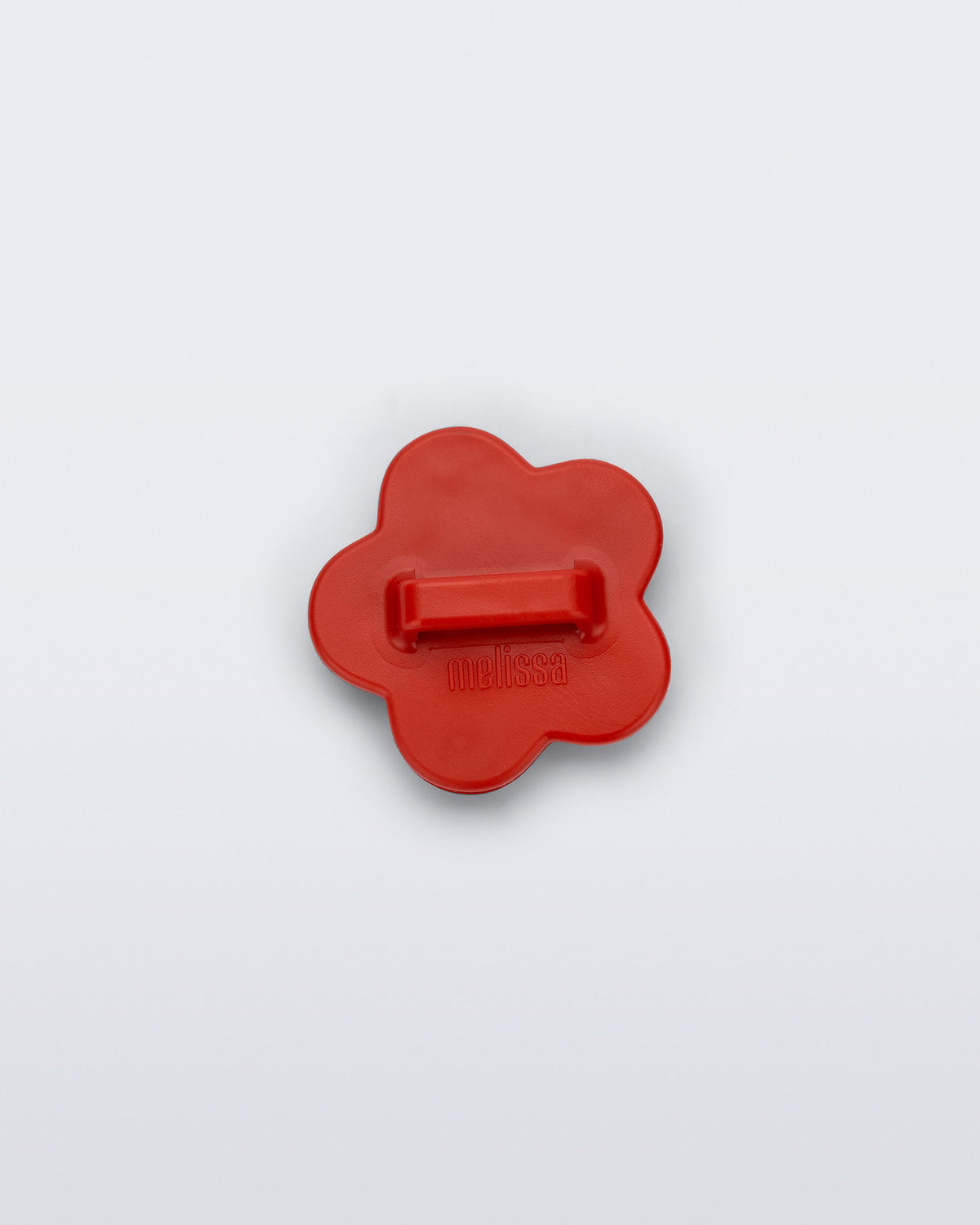 Back view of a red flower shoe charm