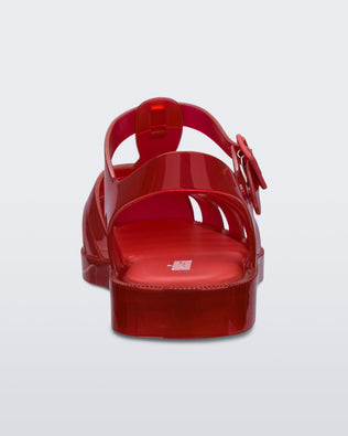 Back view of the transparent red Possession fisherman sandal