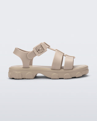 Side view of a beige Ella sandal