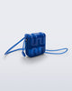 Front view of a blue Jelly Wallet with inside pocket and zipper