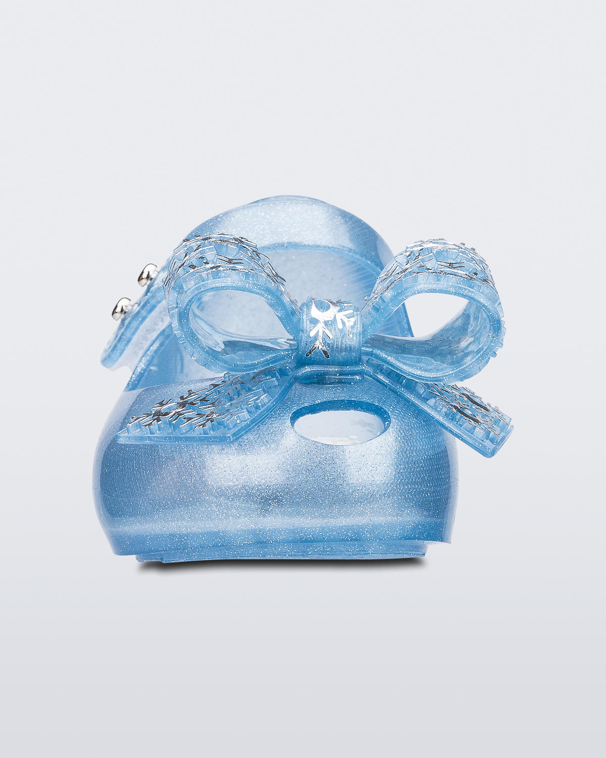 Front view of a pearly blue/glitter baby Ultragirl frozen flat.