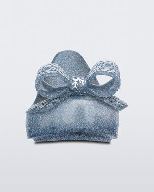 Front view of a blue/glitter kids Ultragirl Frozen flat.