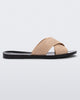Side view of a beige M Lover adult slide with black sole