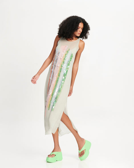 green dress white wedge lady Today's Everyday Fashion: Breezy Dress and Wedges J's Everyday Fashion