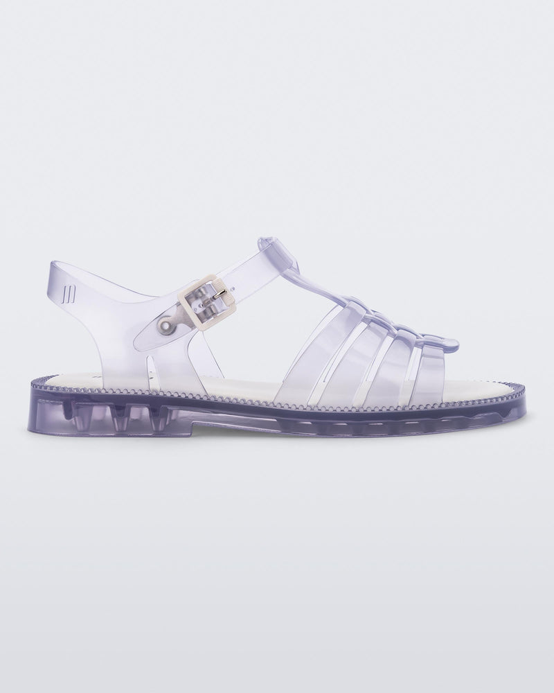 Side view of a clear Possession Fresh fisherman style sandal with open toe