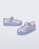 Side and angled view of a pair of pearly blue Hip Ballerina Star baby flats with star on upper strap