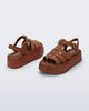 Back and angled view of a pair of brown Up Platform sandals