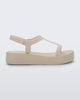 Side view of a beige Sun Capri Platform sandal with ankle strap