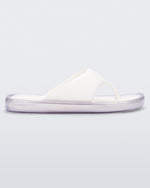 Side view of a white with clear sole Float flip flop