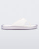Side view of a white with clear sole Float flip flop
