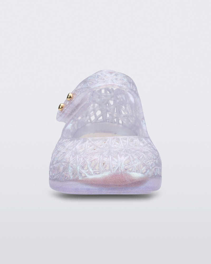 Front view of a pearly white Campana Zig Zag baby flat